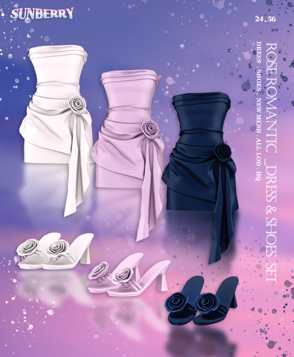 Alpha [SUNBERRY]Rose Romantic Dress Shoes by simsfinds - The Sims 4 Custom Content