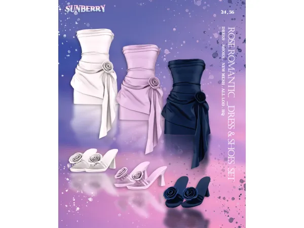 Alpha [SUNBERRY]Rose Romantic Dress Shoes - The Sims 4 Custom Content