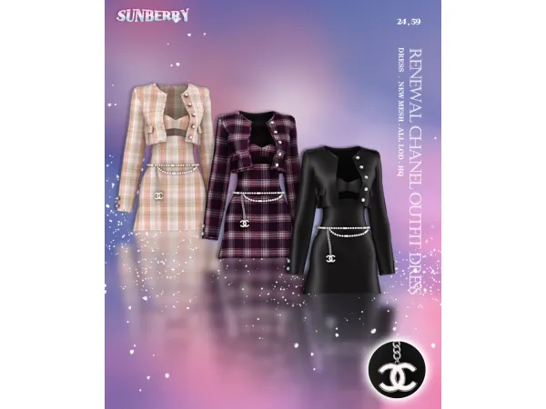 Alpha EventRenewal Chanel Outfit DRESS by [SUNBERRY] - The Sims 4 Custom Content