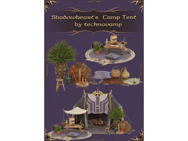 Mix Baldurs Gate 3 Shadowhearts Camp Tent Set by technovamp cc - The Sims 4 Custom Content