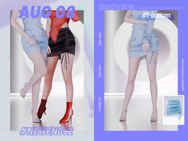 Alpha String Ribbon Skirt by new_en092 - The Sims 4 Custom Content