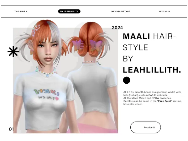 Maxis Match Maali Hairstyle by LeahLillith - The Sims 4 Custom Content