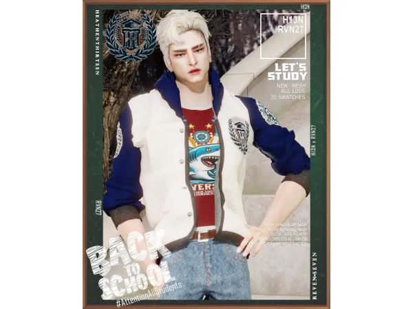 Alpha Men's Button Up University Hoodie with Undershirt by rvn2seven - The Sims 4 Custom Content