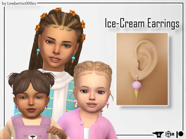 Maxis Match Ice Cream Earrings Conversion by Lewbertsn00tles - The Sims 4 Custom Content