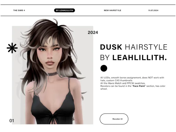 Maxis Match Dusk Hairstyle by LeahLillith - The Sims 4 Custom Content