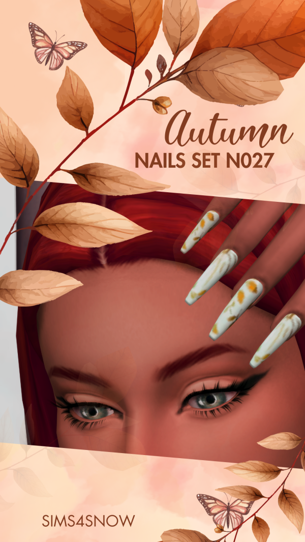 Maxis Match Autumn Nails Set N027 by simsfinds - The Sims 4 Custom Content