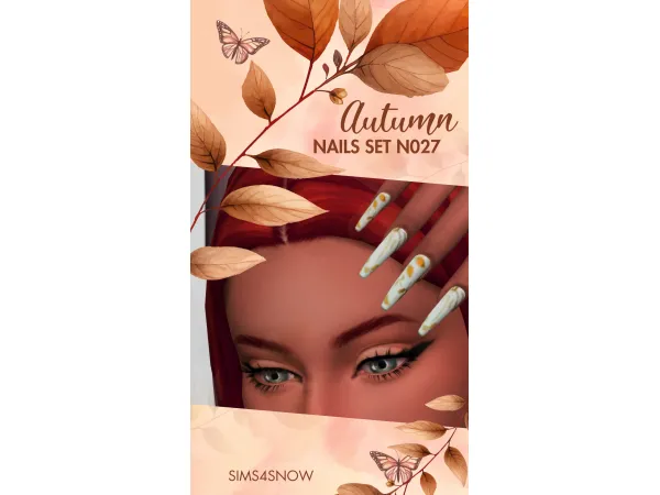 Maxis Match Autumn Nails Set N027 by Sims4Snow - The Sims 4 Custom Content