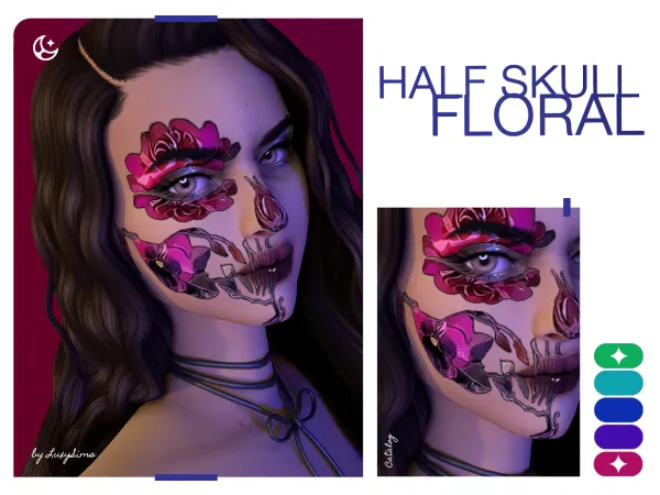 Alpha Half Skull Floral - The Sims 4 Custom Content