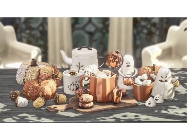 Alpha Hara Decorative Halloween set by Soloriya - The Sims 4 Custom Content