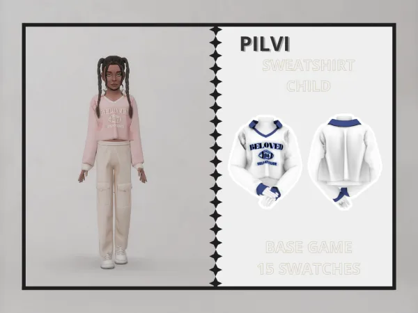 Alpha Pilvi Sweatshirt Child - The Sims 4 Custom Content
