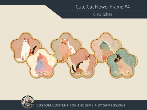 Mix Cute Cat Flower Frame 4 Samtuse963 - The Sims 4 Custom Content
