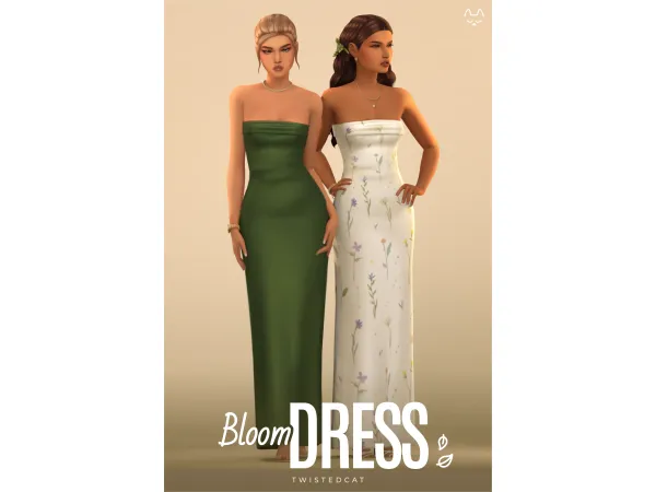 Maxis Match Bloom Dress by TwistedCat - The Sims 4 Custom Content