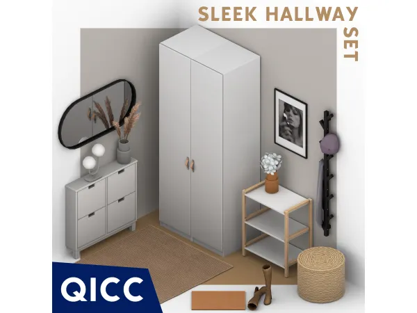Maxis Match QICC Sleek Hallway Set by Quirky_Introvert - The Sims 4 Custom Content