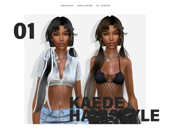 Alpha Keade Hairstyle Bows (Alpha) by LeahLillith - The Sims 4 Custom Content