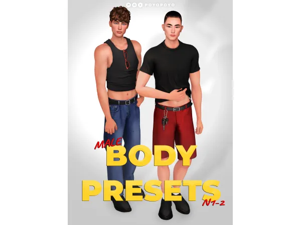Mix MALE BODY PRESETS N1 2 by PoyoPoyo - The Sims 4 Custom Content