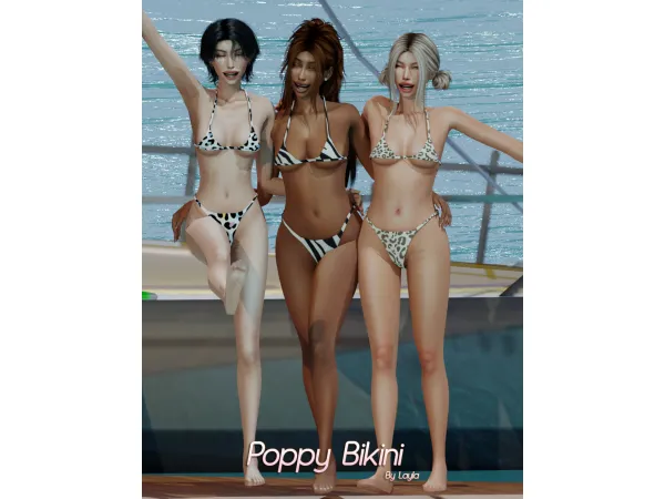 Alpha Poppy Bikini v1 Animal Print by Layla - The Sims 4 Custom Content