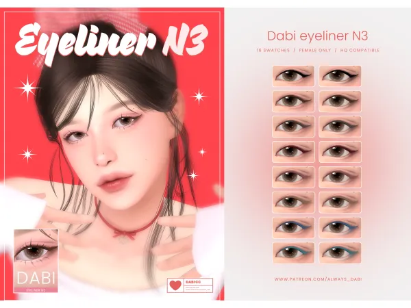 Mix [DABI] Eyeliner N3 - The Sims 4 Custom Content