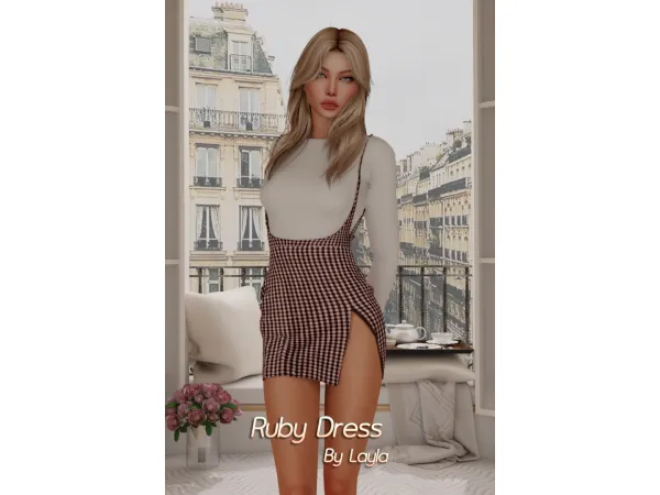 Mix Layla Ruby Dress - The Sims 4 Custom Content