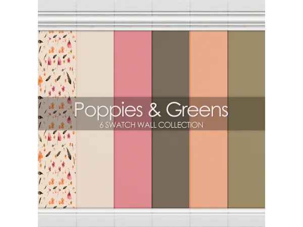 Mix Poppies Greens Wall Set by laursimming - The Sims 4 Custom Content