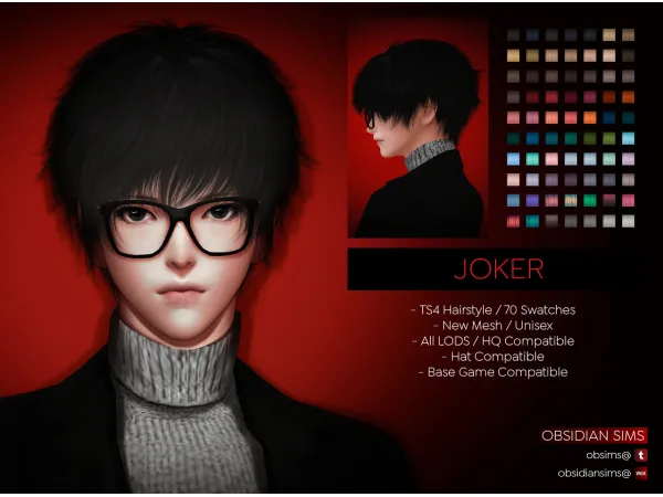 Alpha JOKER HAIRSTYLE by OBSIDIAN SIMS - The Sims 4 Custom Content