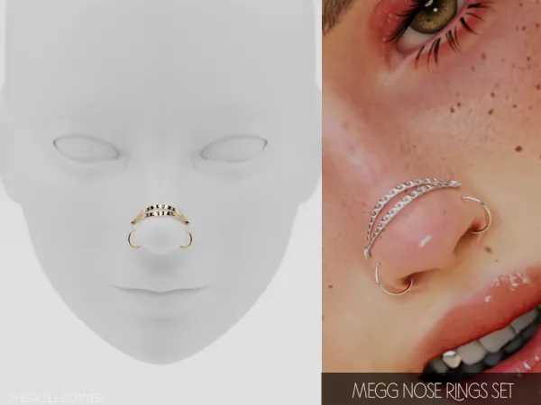 Mix Megg nose rings set - The Sims 4 Custom Content