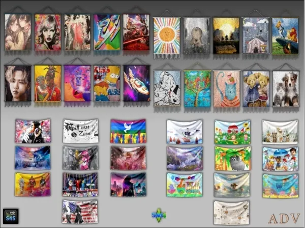 Mix Wall deco for teen and kids room - The Sims 4 Custom Content