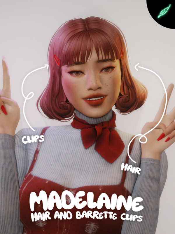 Maxis Match madelaine hair and barrette clips by simsfinds - The Sims 4 Custom Content