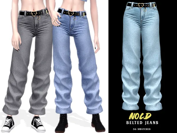 Alpha Nold Belted Jeans - The Sims 4 Custom Content