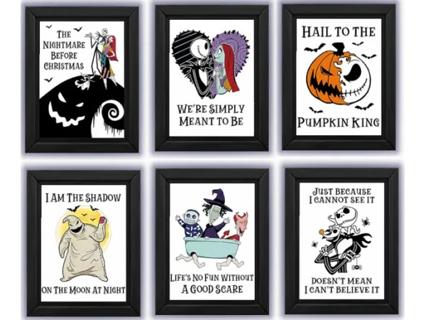 Mix [pixie] Set of 6 Nightmare Before Christmas Art Prints - The Sims 4 Custom Content