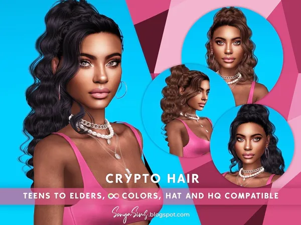 Alpha SONYASIMS CRYPTO HAIR - The Sims 4 Custom Content