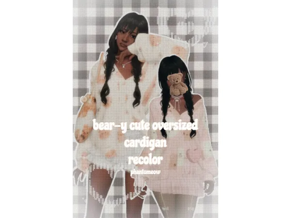 Maxis Match bear y cute oversized cardigan recolor by phantomeow - The Sims 4 Custom Content