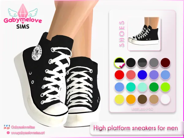 Maxis Match Platform high top sneakers for Men by gabymelovesims - The Sims 4 custom content
