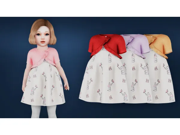 Alpha Dress With Elephant Pattern And Bolero by MysteriousOo - The Sims 4 Custom Content