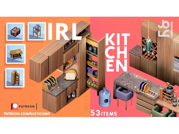 Maxis Match IRL KITCHEN SET by RusticSims - The Sims 4 Custom Content