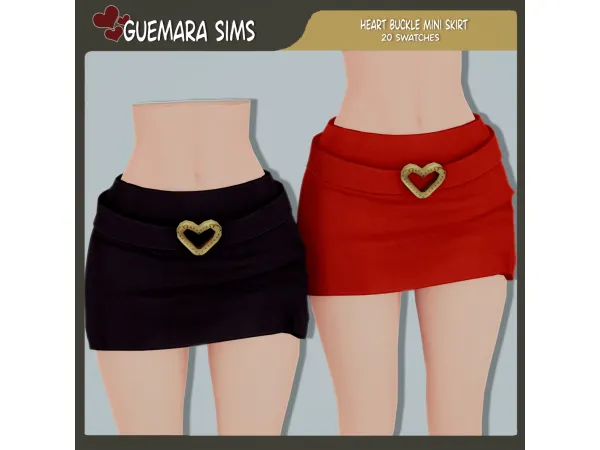 Maxis Match Heart Buckle Mini Skirt by Guemara - The Sims 4 Custom Content