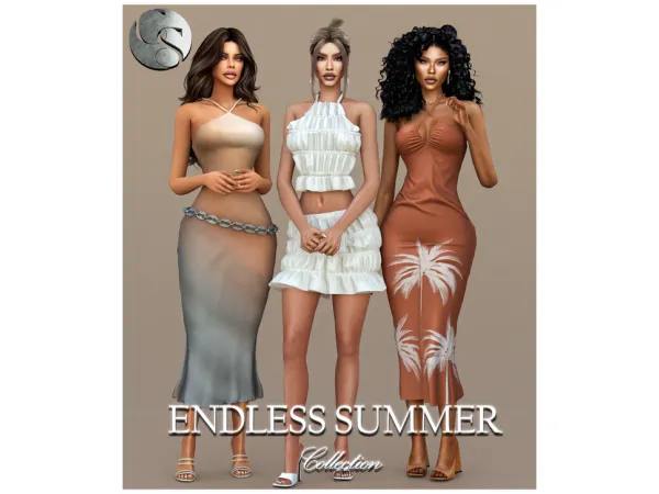 Alpha Endless Summer Collection (2 Dresses Co Ord) by CAMUFLAJE - The Sims 4 Custom Content