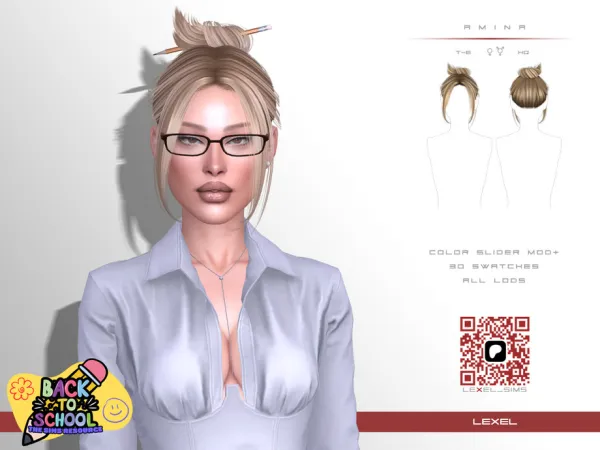 Alpha Amina hairstyle pencil accessory by lexel_sims - The Sims 4 Custom Content