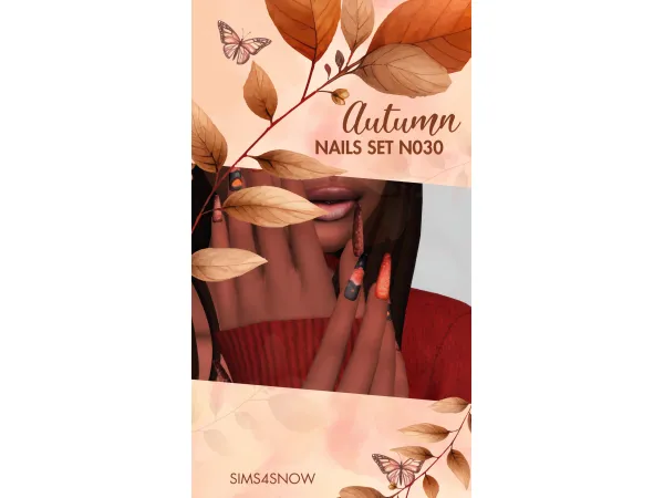 Mix Sims4Snow Autumn Nails Set N030 - The Sims 4 Custom Content