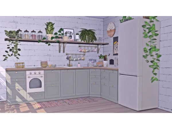 Alpha Cuisinet Kitchen by ArwenKaboom - The Sims 4 Custom Content