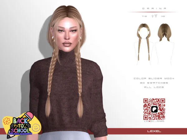 Alpha Darina hairstyle by lexel_sims - The Sims 4 Custom Content