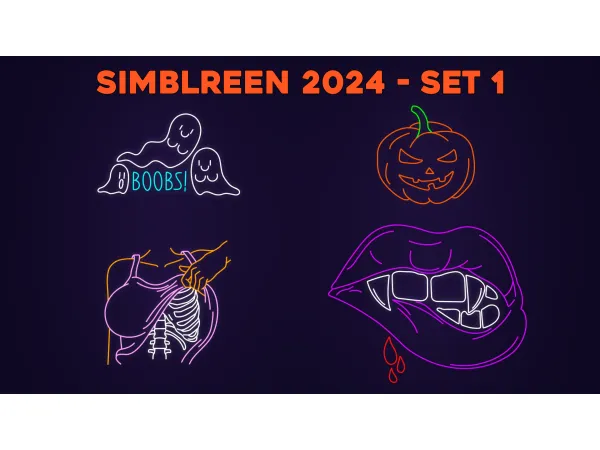 Mix Neon Simlreen 2024 Set Week 1 by Simpossible_xx - The Sims 4 Custom Content