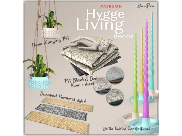 Alpha Hygge Living Decor set by MoonRiver - The Sims 4 Custom Content