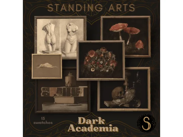 Alpha Dark Academia Standing Landscape Arts by Sims4Luxury - The Sims 4 Custom Content