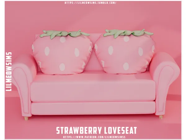 Mix Strawberry Loveseat by lilmeowsimss - The Sims 4 Custom Content