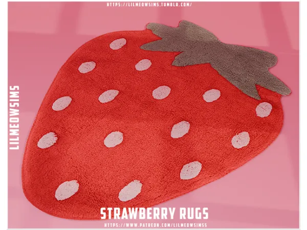 Alpha Strawberry Rugs by lilmeowsimss - The Sims 4 Custom Content