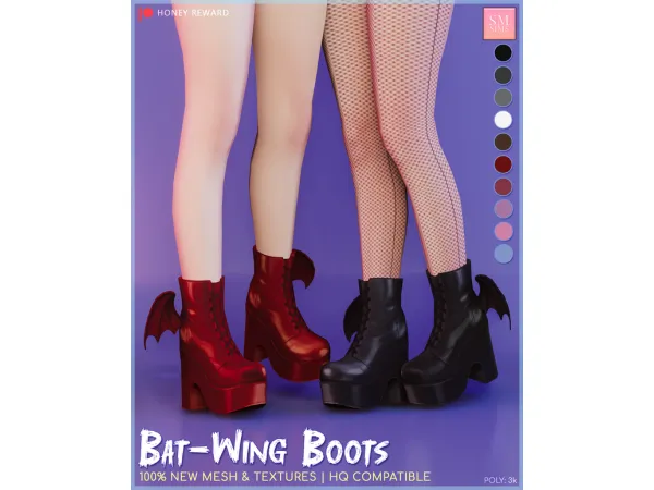 Alpha HONEY [ Halloween ] Bat Wing Boots by SM Sims - The Sims 4 Custom Content