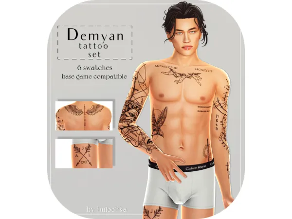 Mix Demyan Tattoo set by bulochkaa - The Sims 4 Custom Content