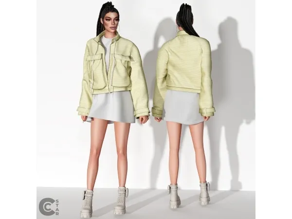 Alpha Female Casual Dress with Cropped Jacket cool_content_star - The Sims 4 Custom Content