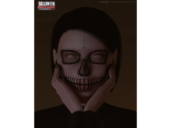 Mix Halloween Movie Night Skull Set by carolldesign - The Sims 4 Custom Content