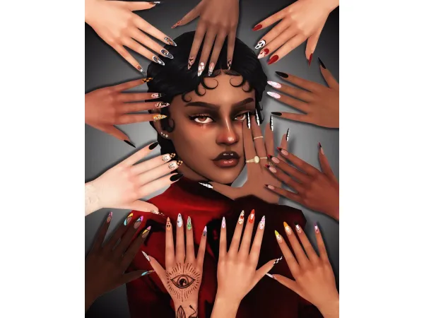 Mix Spooky Nails 2 by kissyck - The Sims 4 Custom Content